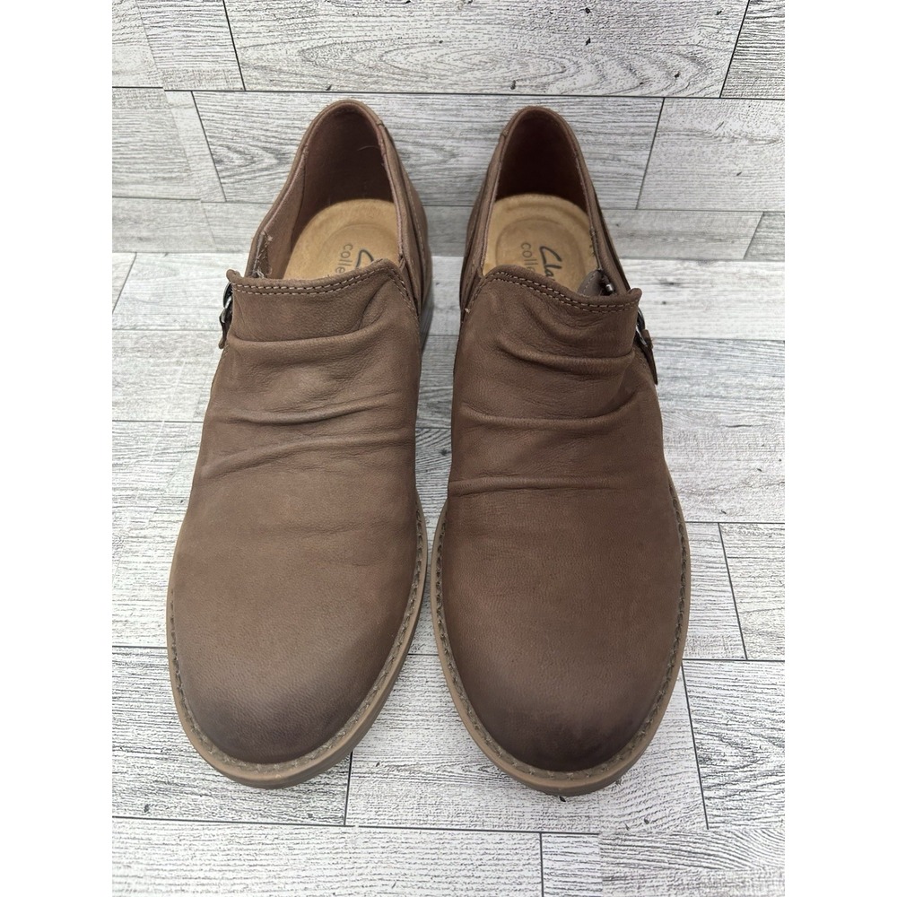 Clark's Women's Camzin Pace Ruched Zip Ankle Booties Taupe Nubuck Size 7.5M